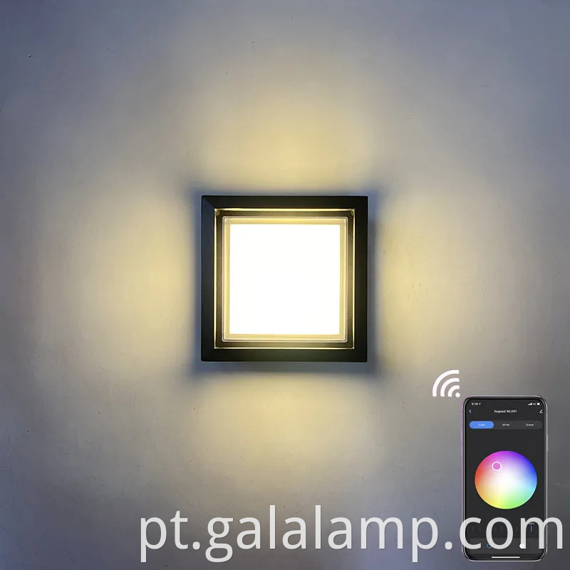 Luz de parede LED à prova d'água inteligente com controle de aplicativos Tuya para uso ao ar livre